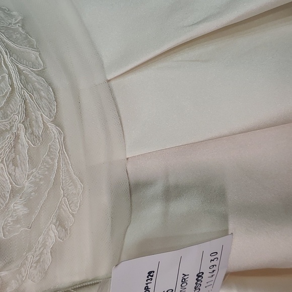 Wedding dress, David's Bridal, NWT. Size 6. Ivory lace and satin. Low V back. - Picture 10 of 16